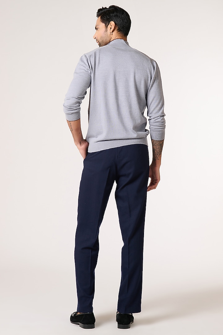 Grey Merino Wool Cardigan by S&N by Shantnu Nikhil Men at Pernia's Pop Up Shop
