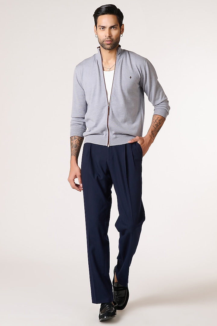 Grey Merino Wool Cardigan by S&N by Shantnu Nikhil Men at Pernia's Pop Up Shop