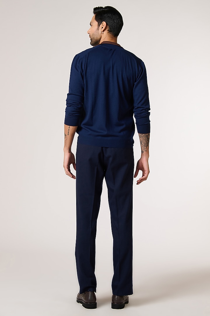 Navy Merino Wool Cardigan by S&N by Shantnu Nikhil Men at Pernia's Pop Up Shop