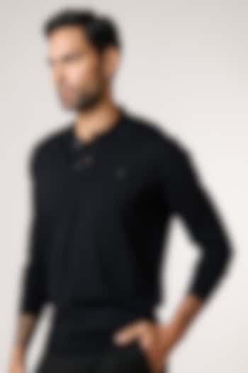 Black Merino Wool Cardigan by S&N by Shantnu Nikhil Men at Pernia's Pop Up Shop