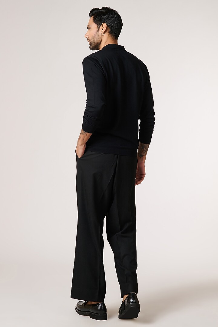 Black Merino Wool Cardigan by S&N by Shantnu Nikhil Men at Pernia's Pop Up Shop