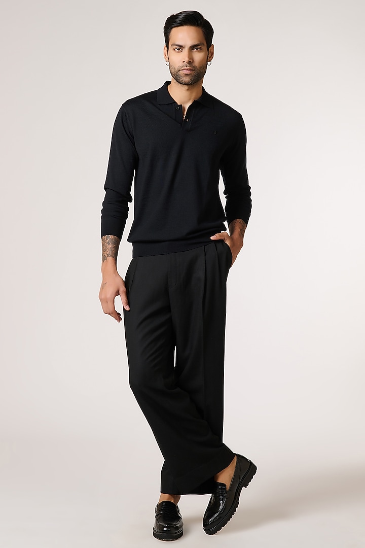 Black Merino Wool Cardigan by S&N by Shantnu Nikhil Men at Pernia's Pop Up Shop