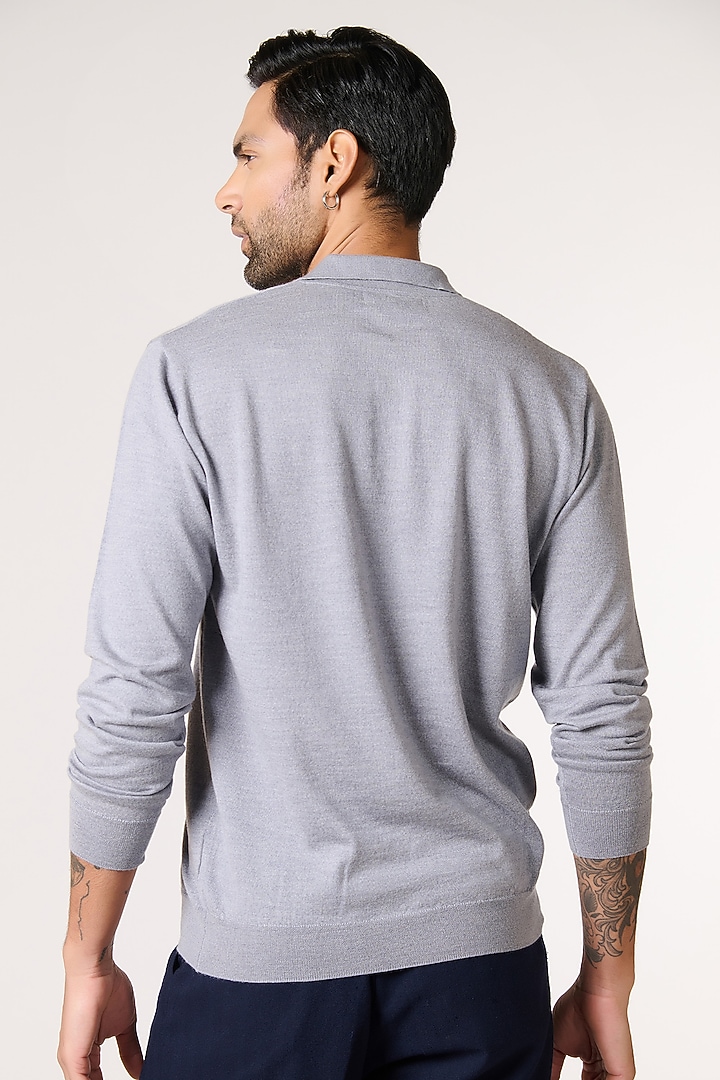 Grey Merino Wool Cardigan by S&N by Shantnu Nikhil Men at Pernia's Pop Up Shop