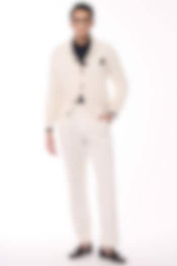 Off-White Merino Wool Crested Cardigan by S&N by Shantnu Nikhil Men at Pernia's Pop Up Shop