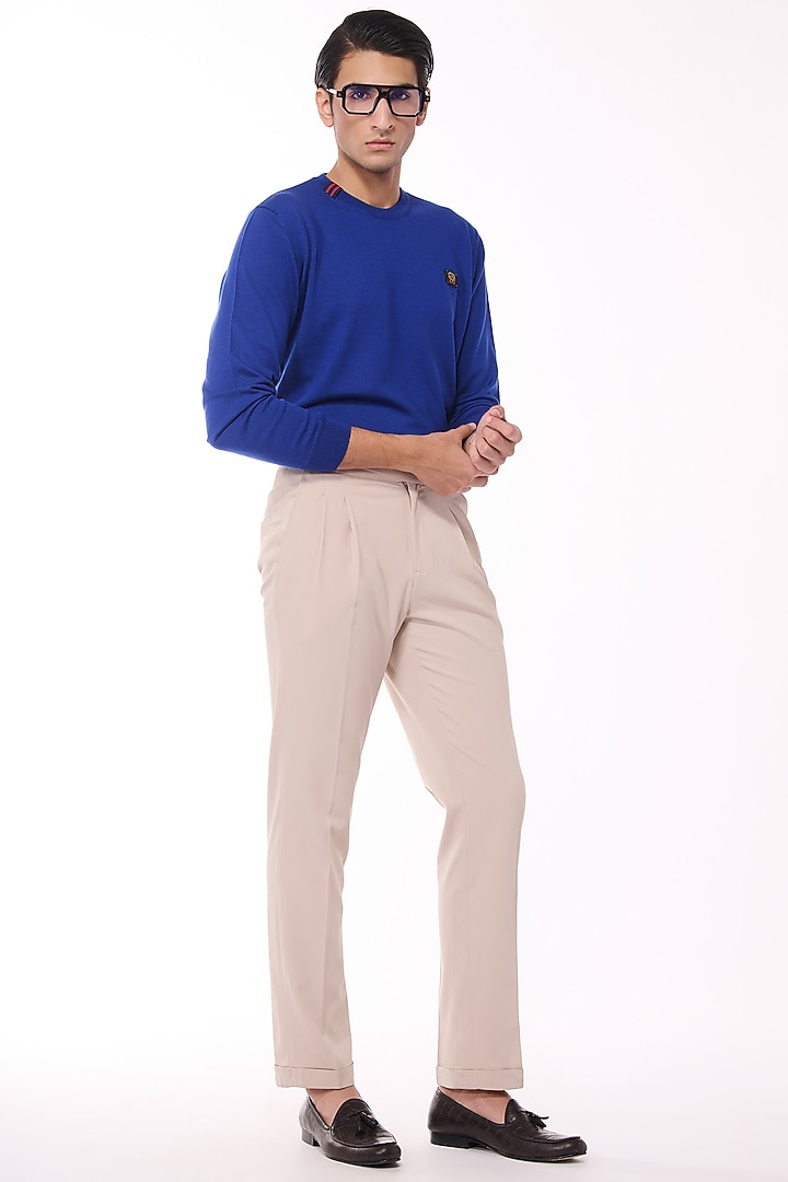Electric Blue Merino Wool Crested Sweater by S&N by Shantnu Nikhil Men at Pernia's Pop Up Shop