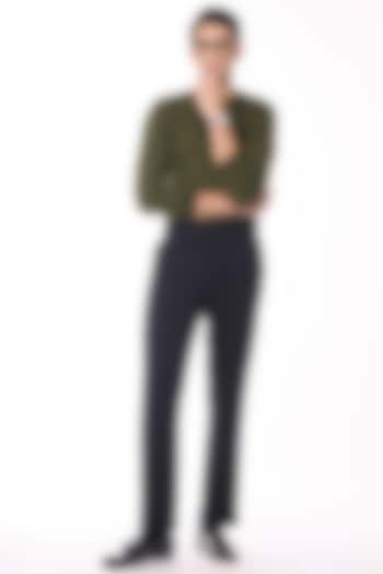 Military Green Merino Wool Crested Sweater by S&N by Shantnu Nikhil Men at Pernia's Pop Up Shop