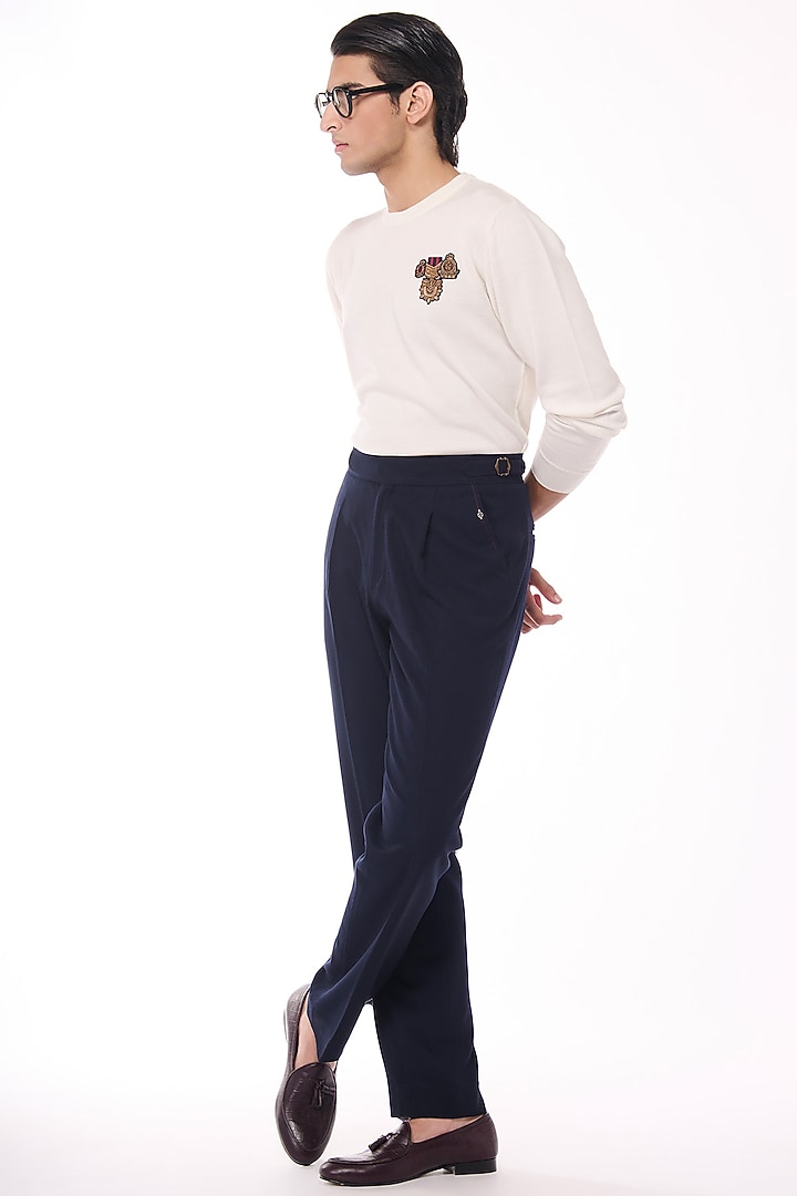 Off-White Merino Wool Crested Sweater by S&N by Shantnu Nikhil Men at Pernia's Pop Up Shop