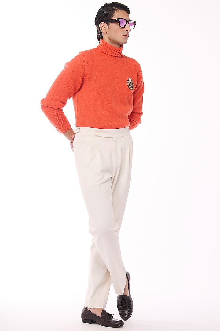 Orange Cashmere High Neck Sweater by S&N by Shantnu Nikhil Men at Pernia's Pop Up Shop