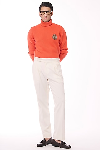 Orange Cashmere High Neck Sweater by S&N by Shantnu Nikhil Men