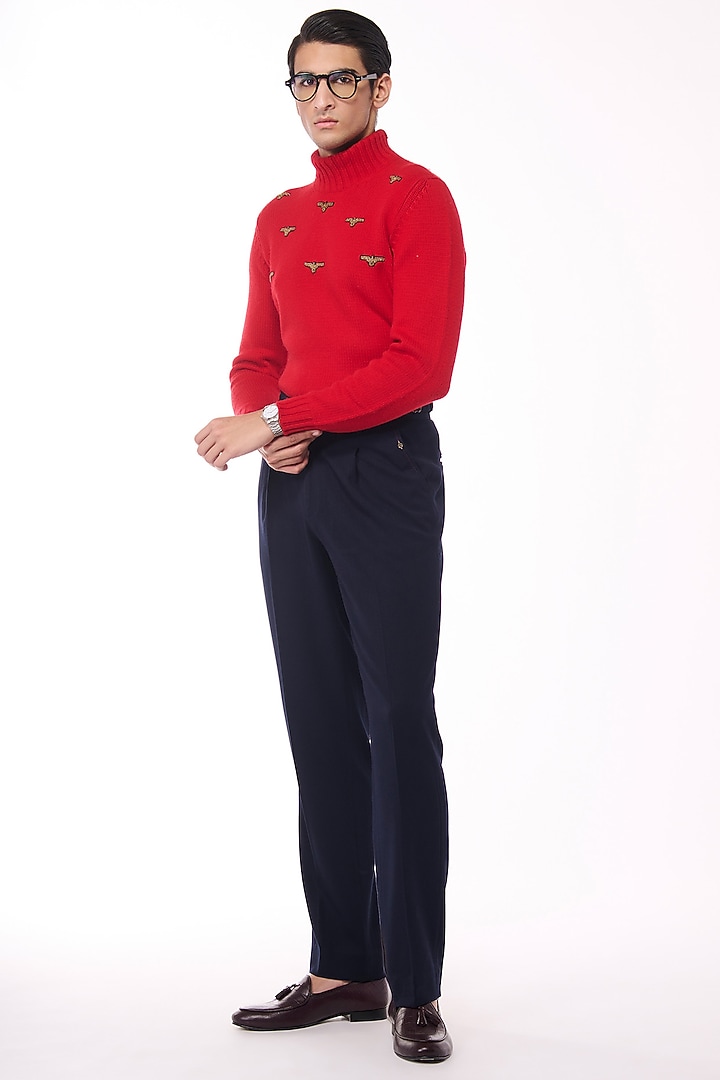 Red Cashmere High Neck Sweater by S&N by Shantnu Nikhil Men at Pernia's Pop Up Shop