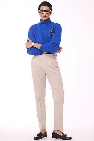 Electric Blue Cashmere High Neck Sweater by S&N by Shantnu Nikhil Men