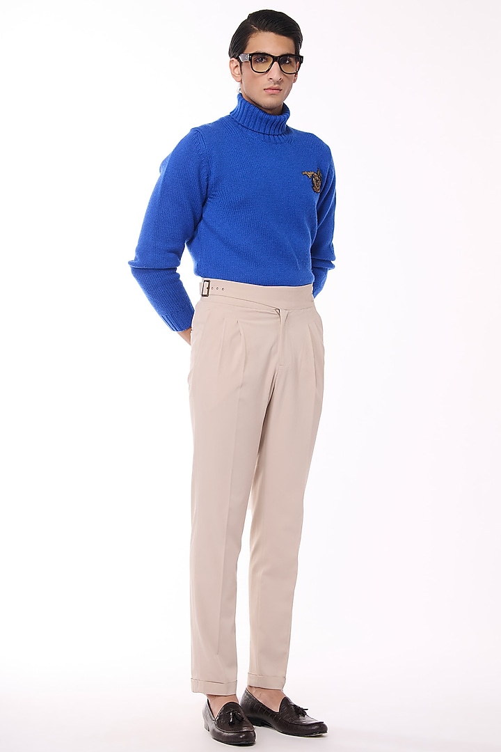 Electric Blue Cashmere High Neck Sweater by S&N by Shantnu Nikhil Men at Pernia's Pop Up Shop