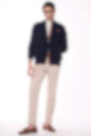 Navy Cashmere Crested Cardigan by S&N by Shantnu Nikhil Men at Pernia's Pop Up Shop