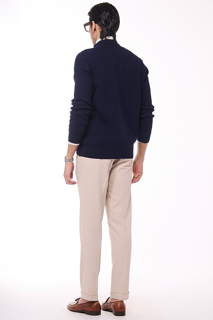 Navy Cashmere Crested Cardigan by S&N by Shantnu Nikhil Men at Pernia's Pop Up Shop