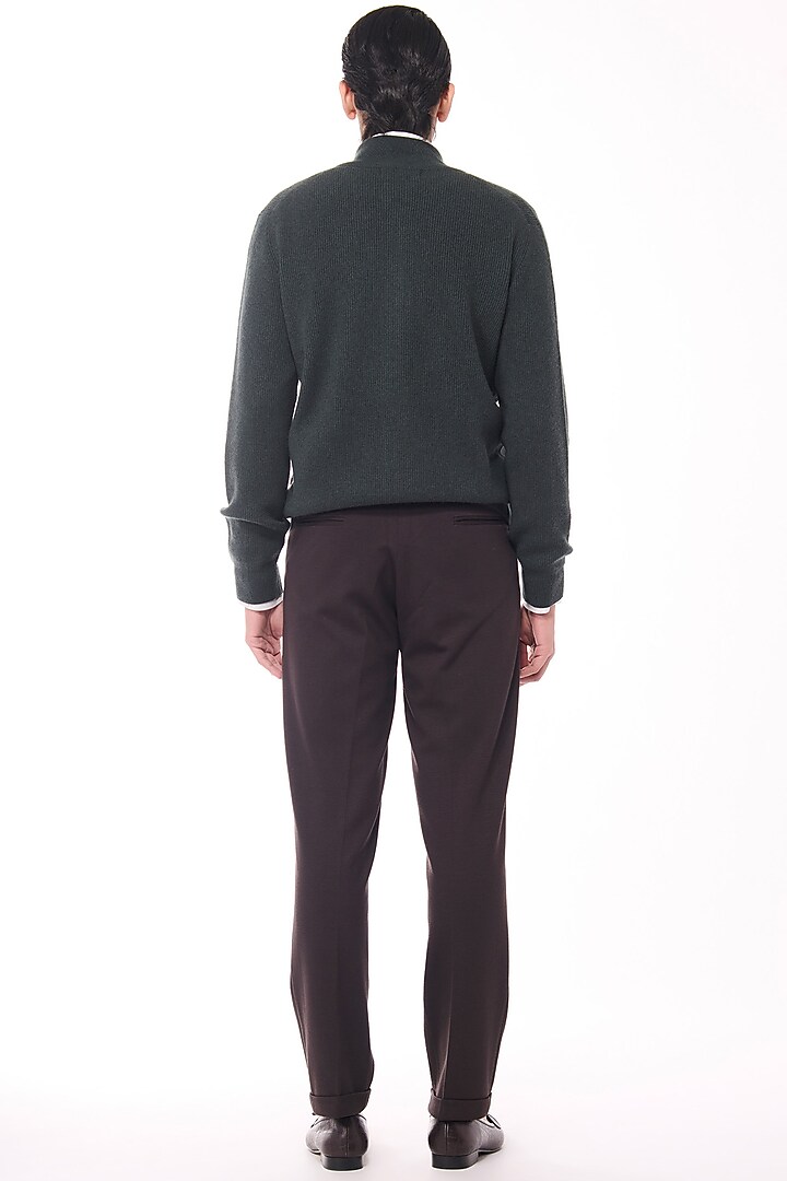 Military Green Cashmere Crested Cardigan by S&N by Shantnu Nikhil Men at Pernia's Pop Up Shop