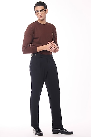 Brown Merino Wool Crested Sweater by S&N by Shantnu Nikhil Men