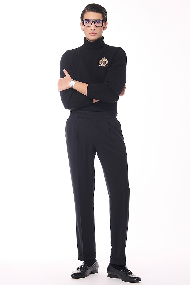 Black Cashmere High Neck Sweater by S&N by Shantnu Nikhil Men at Pernia's Pop Up Shop