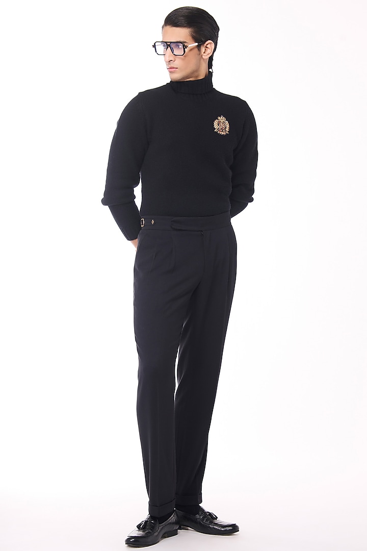 Black Cashmere High Neck Sweater by S&N by Shantnu Nikhil Men at Pernia's Pop Up Shop