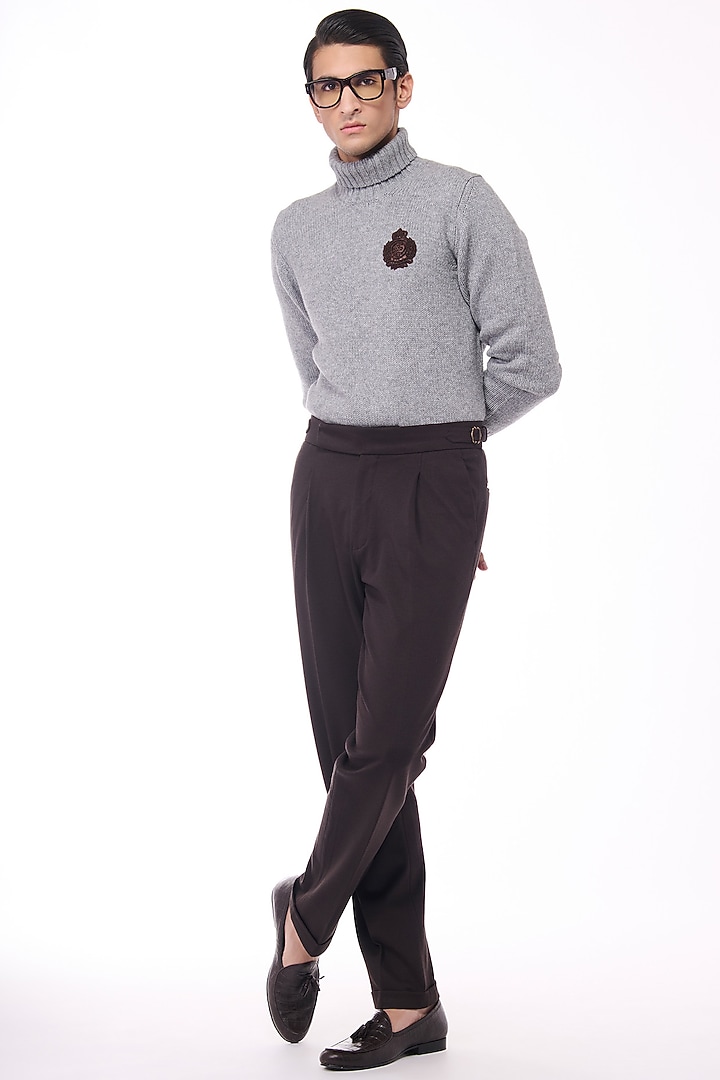 Grey Cashmere High Neck Sweater by S&N by Shantnu Nikhil Men at Pernia's Pop Up Shop