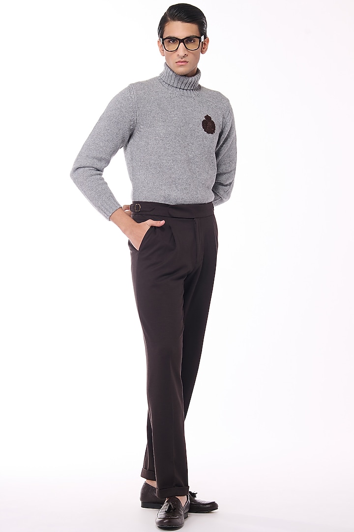 Grey Cashmere High Neck Sweater by S&N by Shantnu Nikhil Men at Pernia's Pop Up Shop