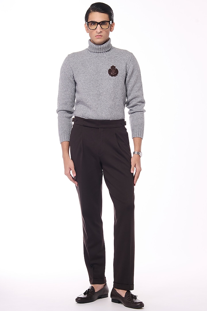 Grey Cashmere High Neck Sweater by S&N by Shantnu Nikhil Men at Pernia's Pop Up Shop
