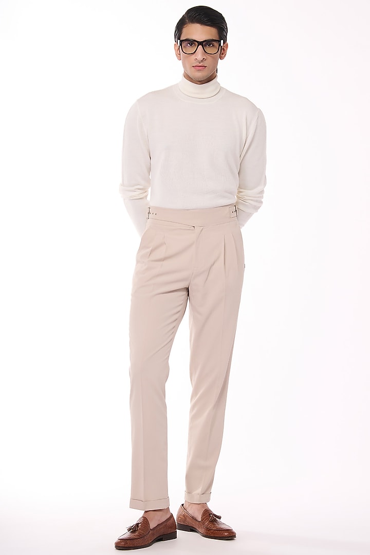 Off-White Merino Wool High Neck Sweater by S&N by Shantnu Nikhil Men at Pernia's Pop Up Shop