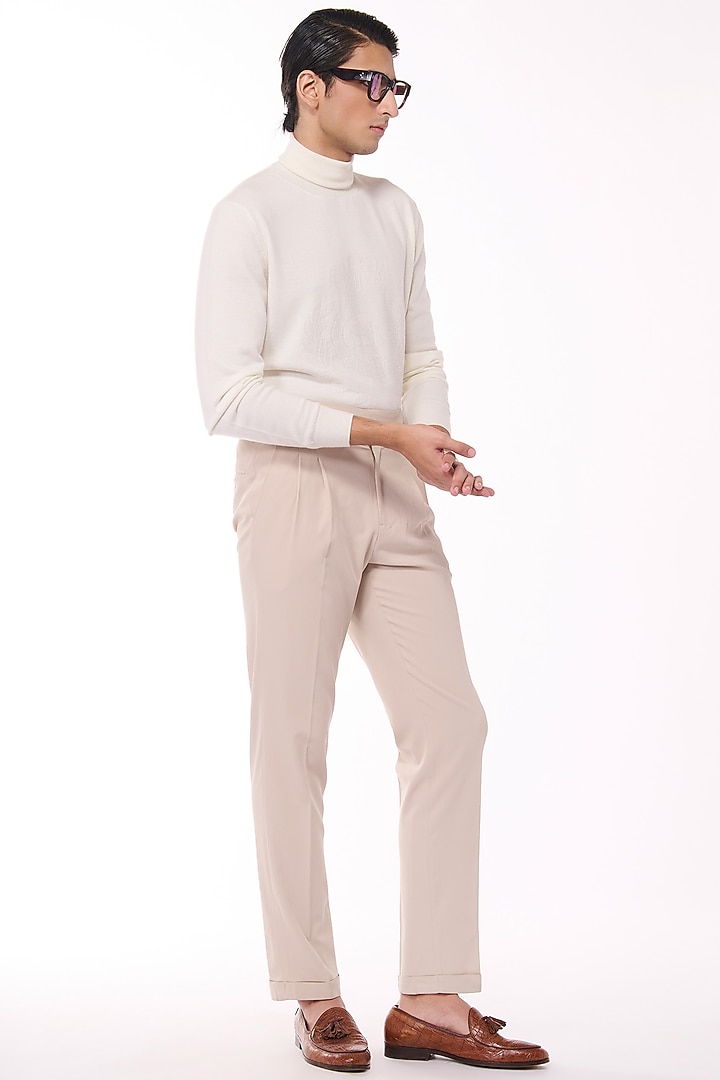 Off-White Merino Wool High Neck Sweater by S&N by Shantnu Nikhil Men at Pernia's Pop Up Shop