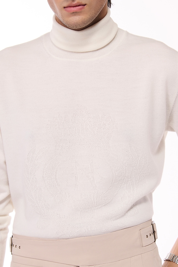 Off-White Merino Wool High Neck Sweater by S&N by Shantnu Nikhil Men at Pernia's Pop Up Shop