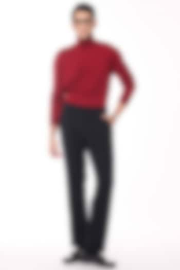 Cherry-Colored Merino Wool High Neck Sweater by S&N by Shantnu Nikhil Men at Pernia's Pop Up Shop