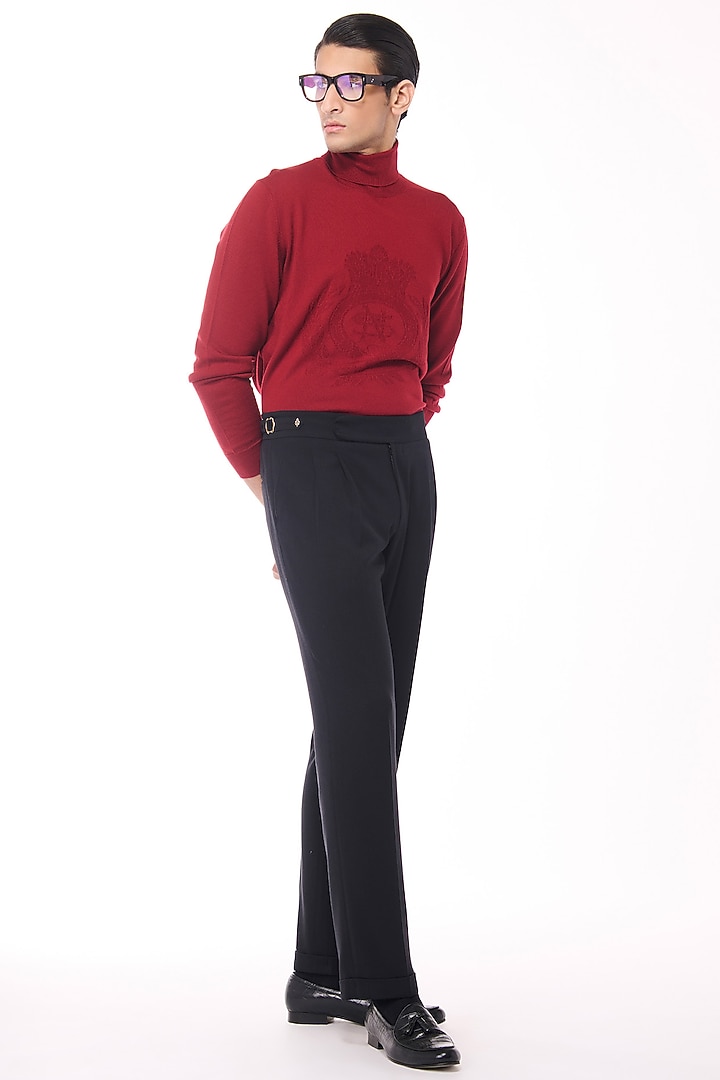 Cherry-Colored Merino Wool High Neck Sweater by S&N by Shantnu Nikhil Men at Pernia's Pop Up Shop