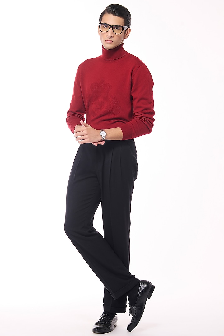 Cherry-Colored Merino Wool High Neck Sweater by S&N by Shantnu Nikhil Men at Pernia's Pop Up Shop