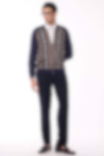 Multi-Colored Merino Wool & Pure Silk Twill Bomber Jacket by S&N by Shantnu Nikhil Men at Pernia's Pop Up Shop