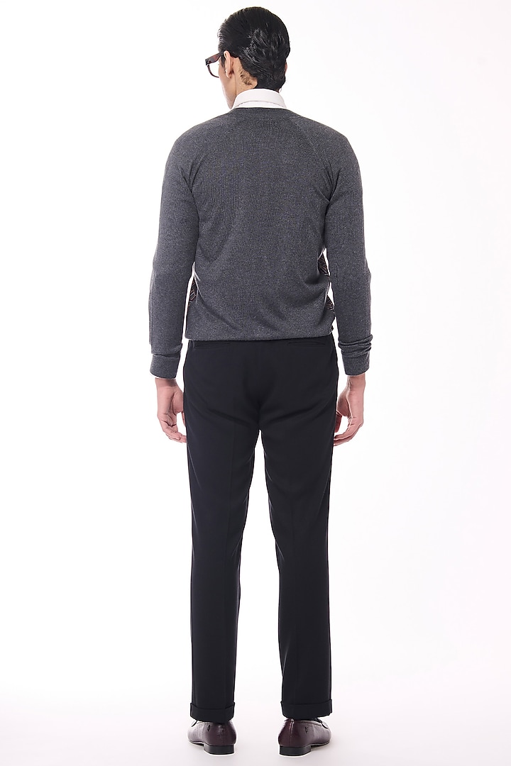 Grey Merino Wool & Pure Silk Twill Geometric Printed Bomber Jacket by S&N by Shantnu Nikhil Men at Pernia's Pop Up Shop