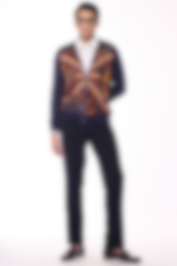 Multi-Colored Merino Wool & Pure Silk Twill Printed Bomber Jacket by S&N by Shantnu Nikhil Men at Pernia's Pop Up Shop