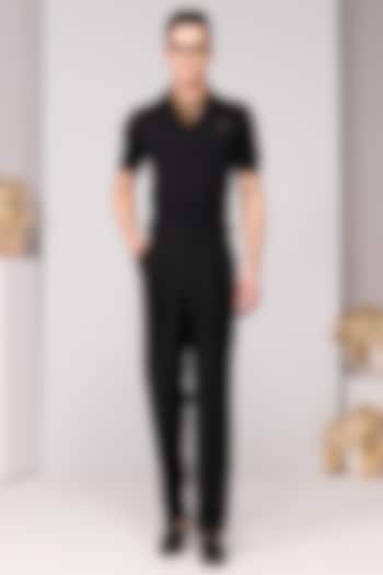 Black Ciclo Fabric Polo T-Shirt by S&N by Shantnu Nikhil Men at Pernia's Pop Up Shop