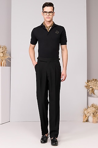 Black Ciclo Fabric Polo T-Shirt by S&N by Shantnu Nikhil Men