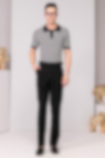 Navy Blue & Off-White Nylon Printed Polo T-Shirt by S&N by Shantnu Nikhil Men at Pernia's Pop Up Shop