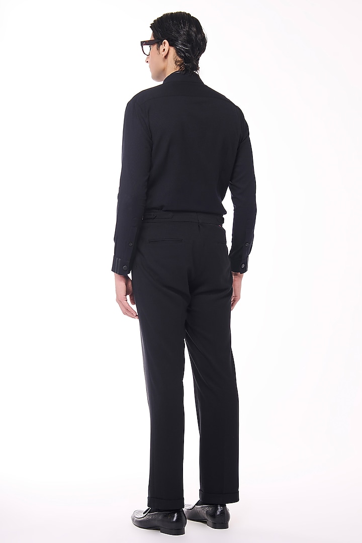 Black Poly Blend Viscose Wool Wedding Shirt by S&N by Shantnu Nikhil Men at Pernia's Pop Up Shop