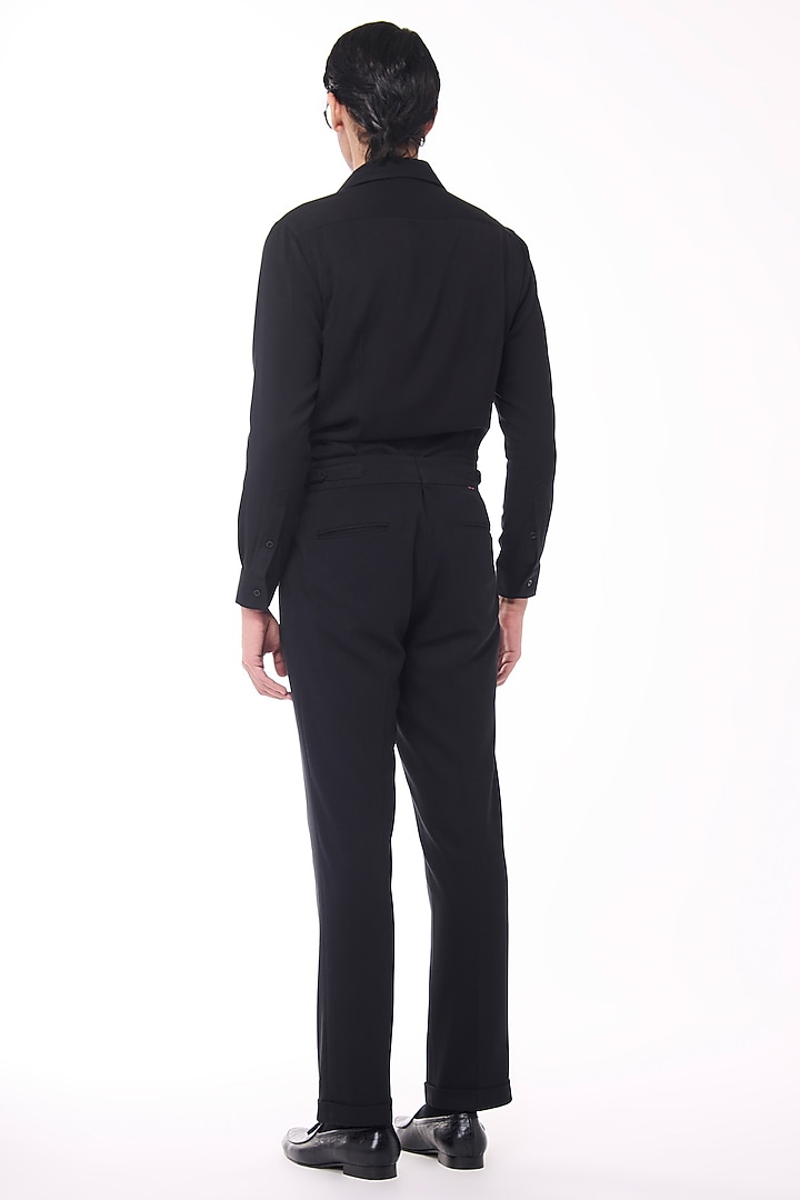 Black Poly Blend Viscose Wool Wedding Shirt by S&N by Shantnu Nikhil Men at Pernia's Pop Up Shop
