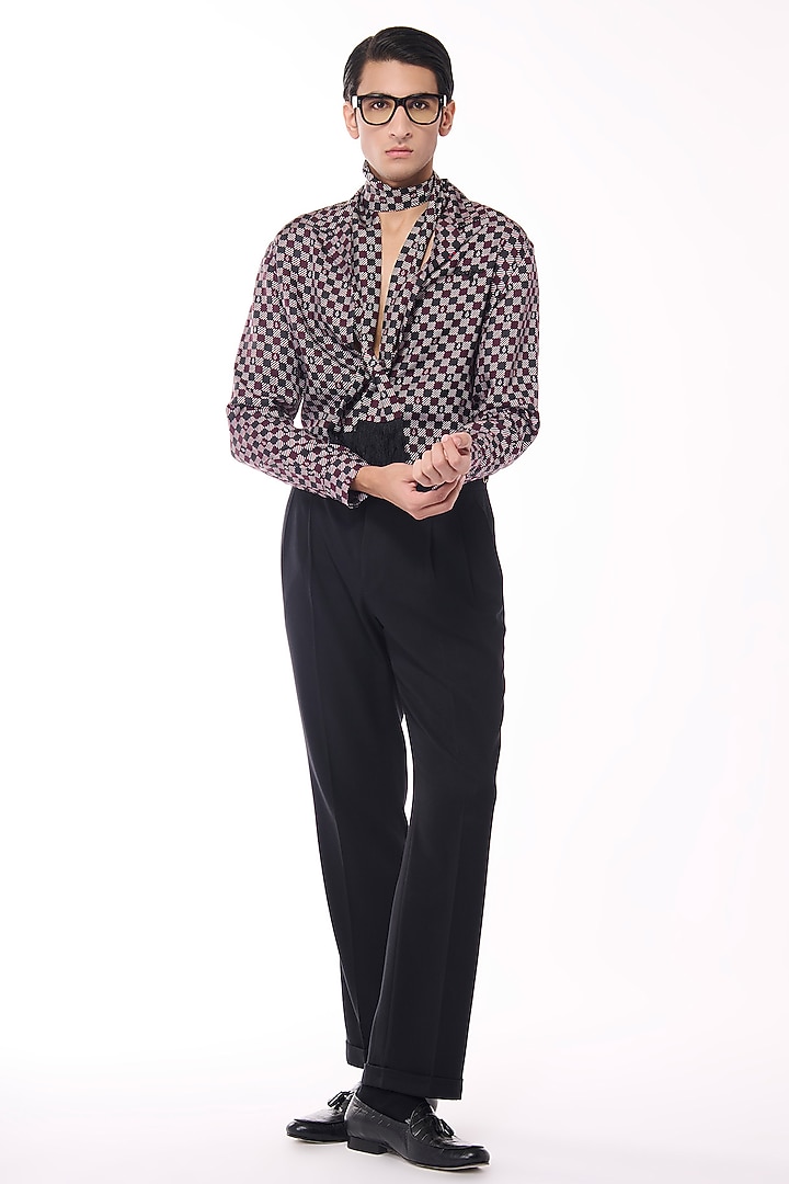 Multi-Colored Silk Twill Checkered Wedding Shirt by S&N by Shantnu Nikhil Men at Pernia's Pop Up Shop