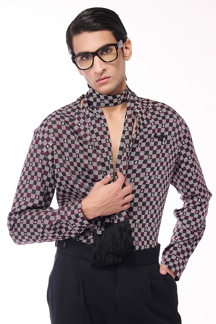 Multi-Colored Silk Twill Checkered Wedding Shirt by S&N by Shantnu Nikhil Men at Pernia's Pop Up Shop
