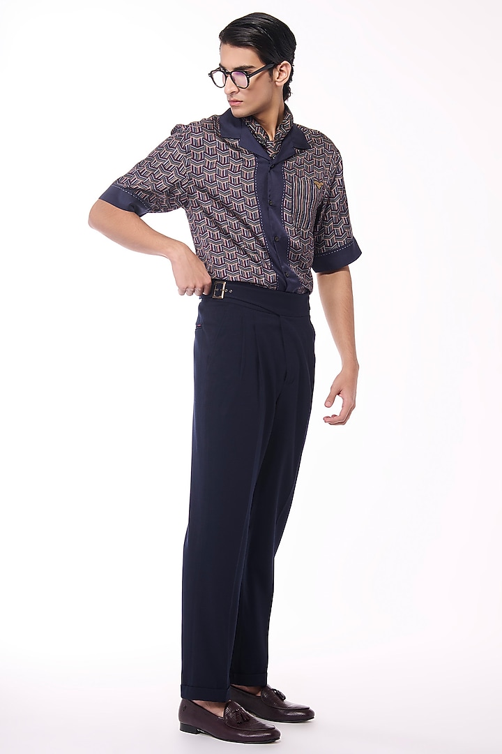 Multi-Colored Silk Twill Geographic Printed Wedding Shirt by S&N by Shantnu Nikhil Men at Pernia's Pop Up Shop