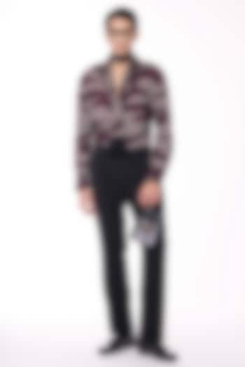 Cabernet-Colored Silk Twill Adamas Printed Wedding Shirt by S&N by Shantnu Nikhil Men at Pernia's Pop Up Shop