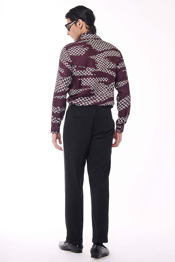 Cabernet-Colored Silk Twill Adamas Printed Wedding Shirt by S&N by Shantnu Nikhil Men at Pernia's Pop Up Shop