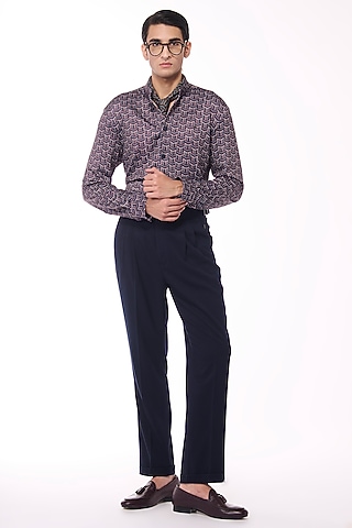 Multi-Colored Crepe Jersey Geographic Printed Shirt by S&N by Shantnu Nikhil Men