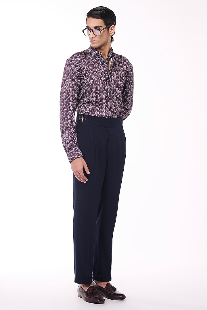 Multi-Colored Crepe Jersey Geographic Printed Wedding Shirt by S&N by Shantnu Nikhil Men at Pernia's Pop Up Shop