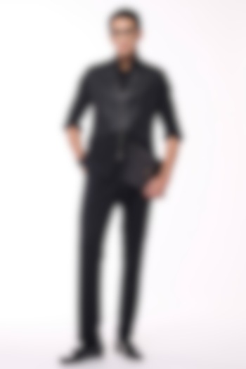 Black Poly Blend Viscose Wool Waistcoat by S&N by Shantnu Nikhil Men at Pernia's Pop Up Shop