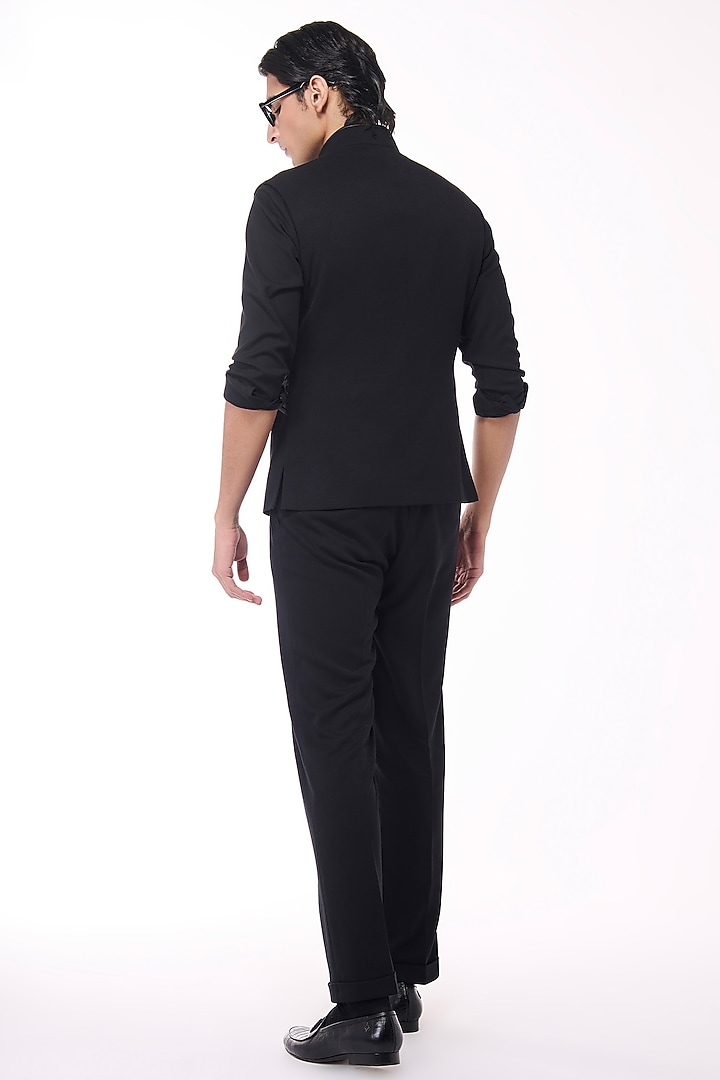 Black Poly Blend Viscose Wool Waistcoat by S&N by Shantnu Nikhil Men at Pernia's Pop Up Shop
