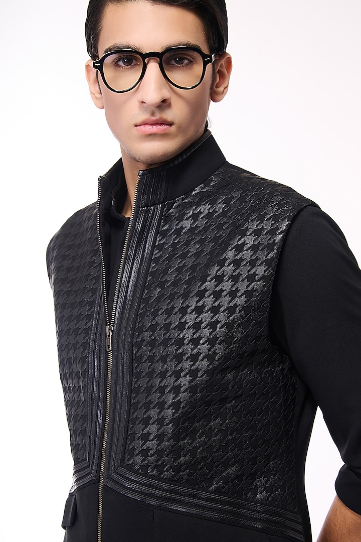Black Poly Blend Viscose Wool Waistcoat by S&N by Shantnu Nikhil Men at Pernia's Pop Up Shop