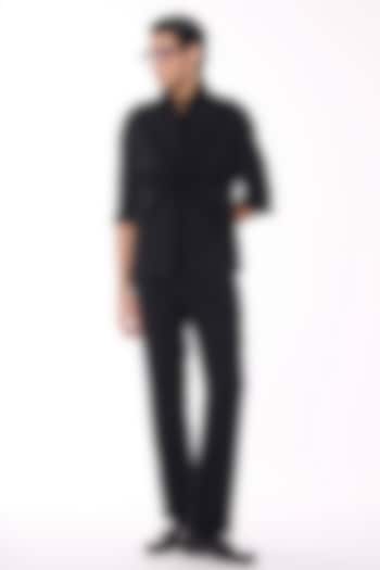 Black Poly Blend Viscose Lycra Waistcoat by S&N by Shantnu Nikhil Men at Pernia's Pop Up Shop